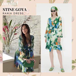 STINE GOYA Rania - Dry Viscose Dress - Impressionist Garden XS